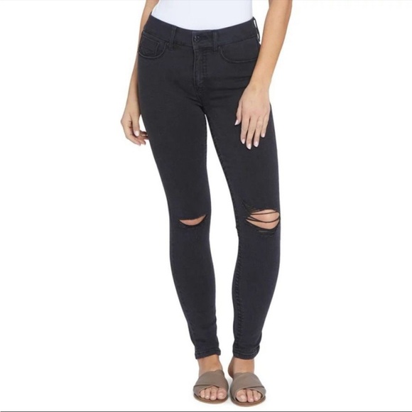 Seven7 Denim - Women's Seven7 Black skinny jeans Tummy Less Jeans factory distressed knees